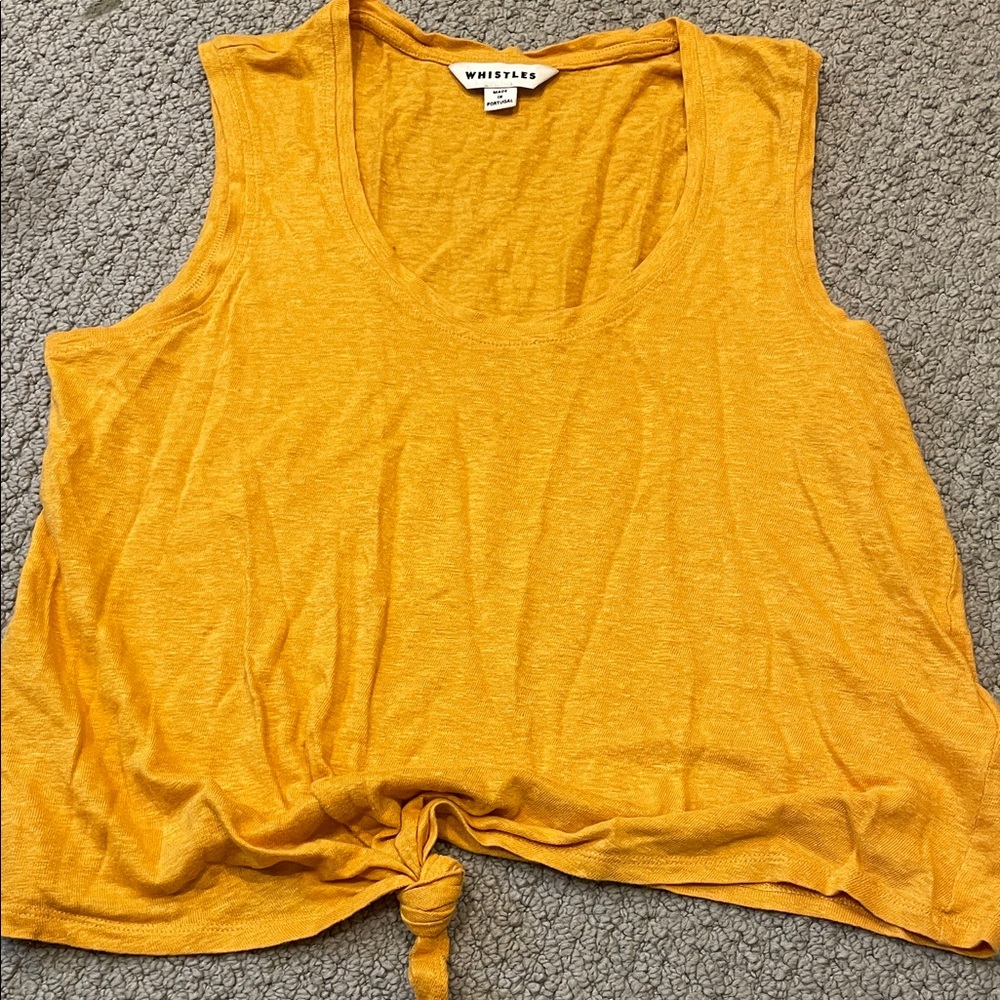 Whistles Mustard Tank Top with Knot Detail